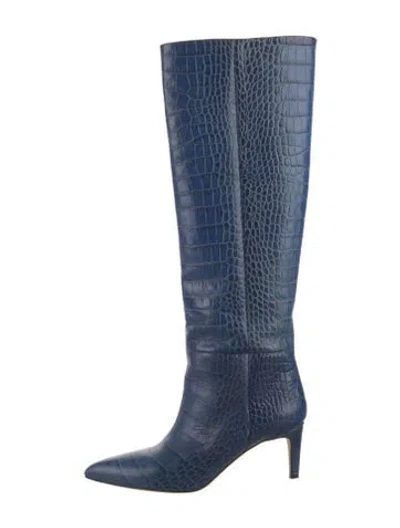 Pre-owned Paris Texas Embossed Leather Boots In Blue