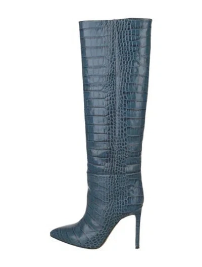 Pre-owned Paris Texas Embossed Leather Boots In Blue