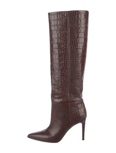 Pre-owned Paris Texas Embossed Leather Boots In Brown