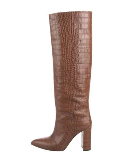 Pre-owned Paris Texas Embossed Leather Boots In Brown