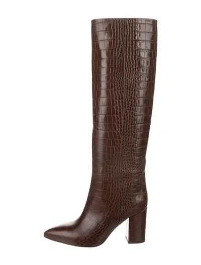 Pre-owned Paris Texas Embossed Leather Boots In Brown