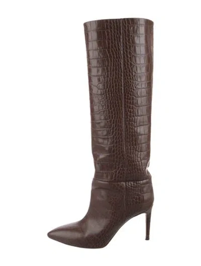 Pre-owned Paris Texas Embossed Leather Boots In Brown