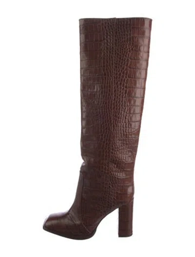 Pre-owned Paris Texas Embossed Leather Boots In Brown