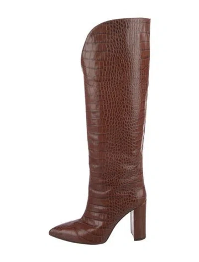 Pre-owned Paris Texas Embossed Leather Boots In Brown