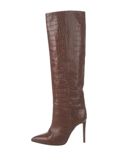 Pre-owned Paris Texas Embossed Leather Boots In Brown