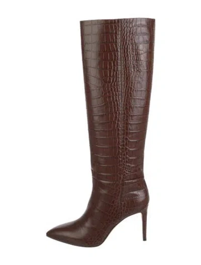 Pre-owned Paris Texas Embossed Leather Boots In Brown