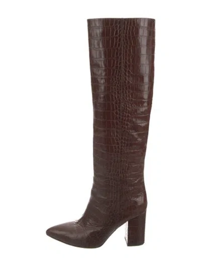 Pre-owned Paris Texas Embossed Leather Boots In Brown