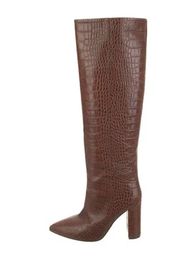 Pre-owned Paris Texas Embossed Leather Boots In Brown