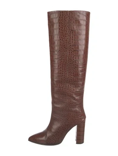 Pre-owned Paris Texas Embossed Leather Boots In Brown