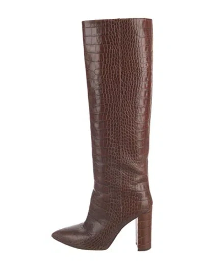 Pre-owned Paris Texas Embossed Leather Boots In Brown
