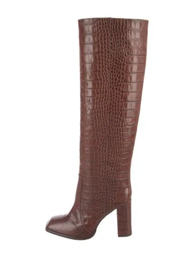 Pre-owned Paris Texas Embossed Leather Boots In Brown
