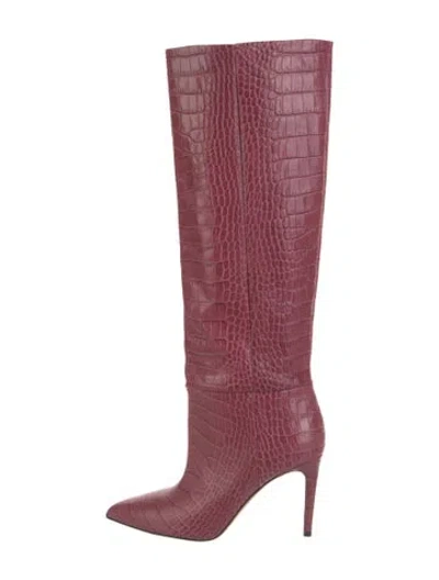 Pre-owned Paris Texas Embossed Leather Boots In Burgundy