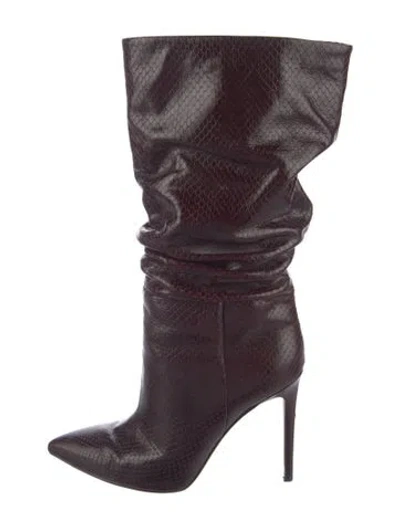 Pre-owned Paris Texas Embossed Leather Boots In Burgundy