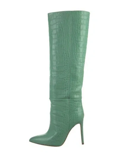 Pre-owned Paris Texas Embossed Leather Boots In Green
