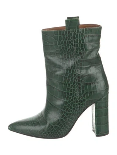 Pre-owned Paris Texas Embossed Leather Boots In Green