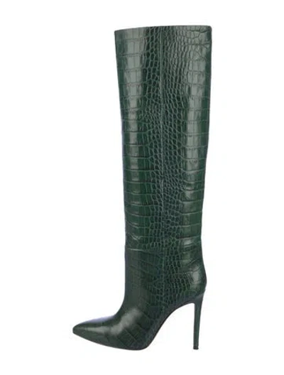 Pre-owned Paris Texas Embossed Leather Boots In Green