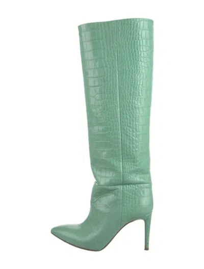 Pre-owned Paris Texas Embossed Leather Boots In Green