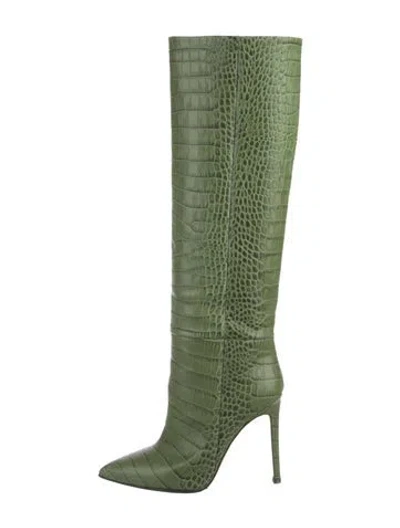 Pre-owned Paris Texas Embossed Leather Boots In Green