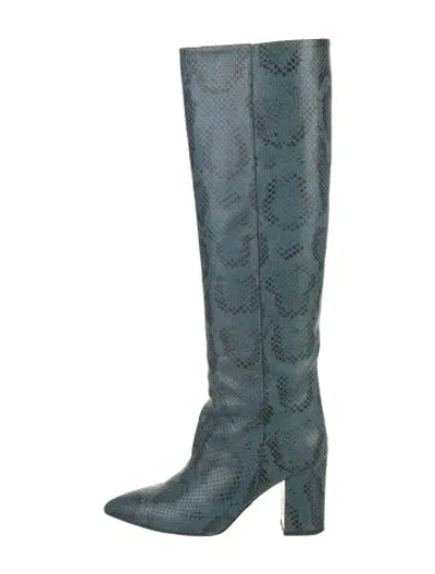 Pre-owned Paris Texas Embossed Leather Boots In Green