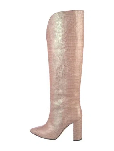 Pre-owned Paris Texas Embossed Leather Boots In Pink