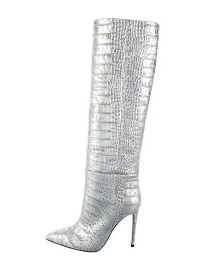 Pre-owned Paris Texas Embossed Leather Boots In Silver