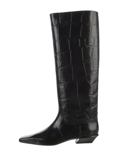 Pre-owned Paris Texas Embossed Leather Riding Boots In Black