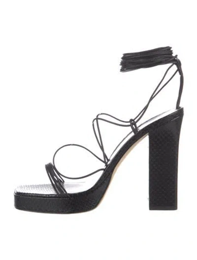 Pre-owned Paris Texas Embossed Leather Sandals In Black