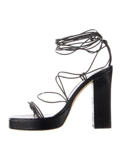 Pre-owned Paris Texas Embossed Leather Sandals In Black