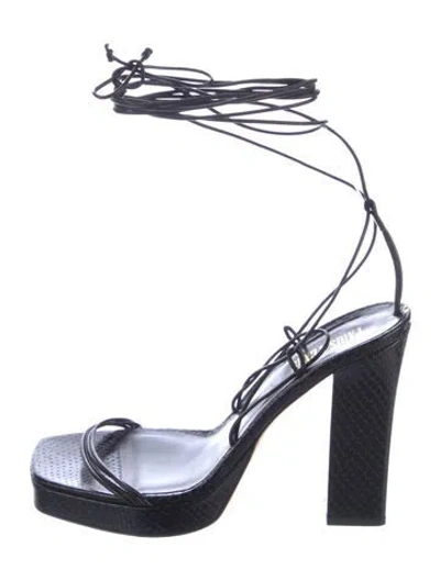 Pre-owned Paris Texas Embossed Leather Sandals In Blue