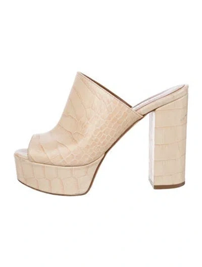 Pre-owned Paris Texas Embossed Leather Slides In Neutral