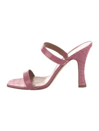 Pre-owned Paris Texas Embossed Leather Slides In Pink