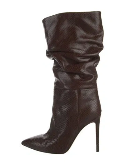 Pre-owned Paris Texas Embossed Leather Slouch Boots In Brown