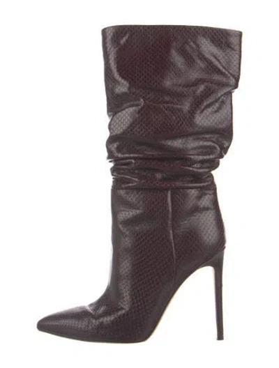 Pre-owned Paris Texas Embossed Leather Slouch Boots In Brown