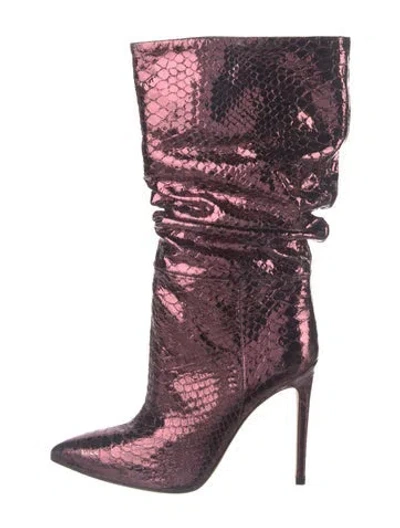 Pre-owned Paris Texas Embossed Leather Slouch Boots In Purple