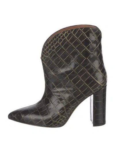 Pre-owned Paris Texas Embossed Leather Western Boots In Black