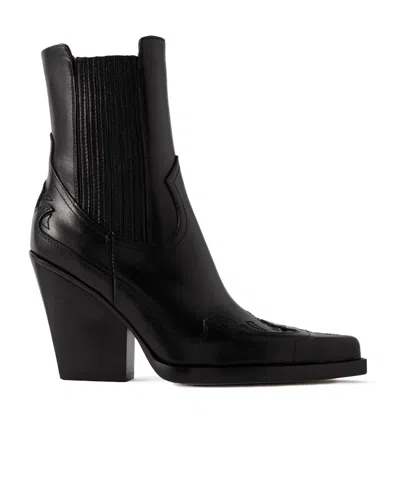 Paris Texas Dallas 100 Embroidered Leather Pointed-toe Ankle Boots In Black