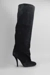 Paris Texas Stiletto Heel Mid-calf Suede Boot In Black