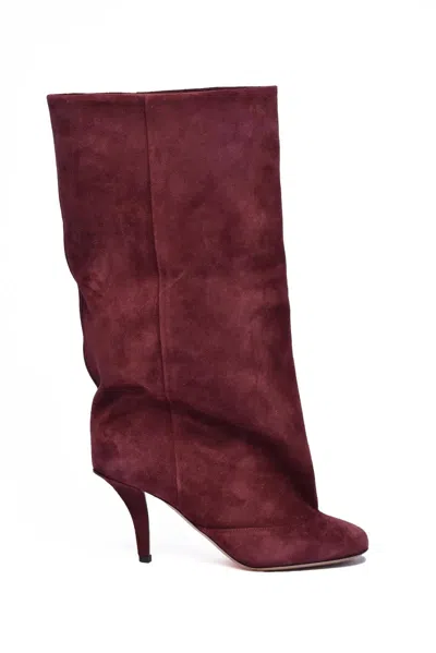 Paris Texas Esther Midcalf Suede Boots - Red In Purple