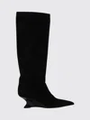 Paris Texas Pointed Toe Knee Length Suede Ankle Boots In Black