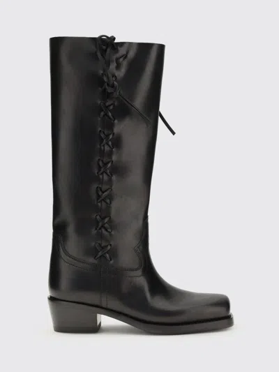 Paris Texas Black Calf Leather Bos Taurus Lace-up Boots In Multi