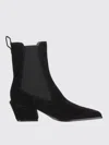 Paris Texas Ankle Boots In Black Calf Suede Leather In Black