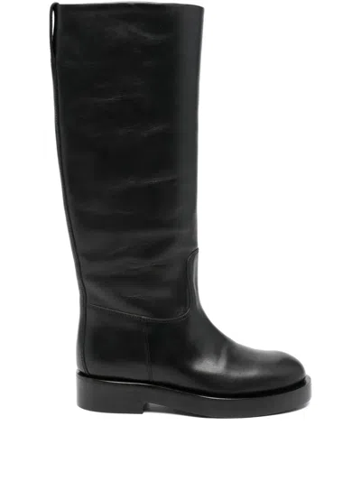 Paris Texas Flat Nappa Boots In Black