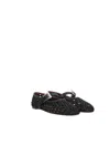 Paris Texas Sveva Woven Leather-trimmed Ballet Flats