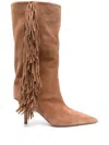 Paris Texas Fringe-detail Brown Ankle Boots With Stiletto Heel In Brown