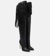 Paris Texas Fringed Leather Over-the-knee Boots In Black