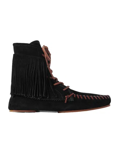 Paris Texas Fringed Suede Ankle Boots In Black