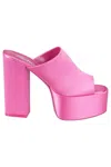 Paris Texas Sasha Platform Satin Heeled Mules In Flamingo