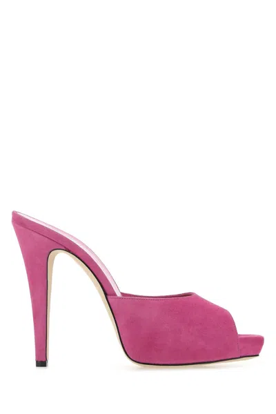 Paris Texas Fuchsia Suede Monica Mules In Orchida