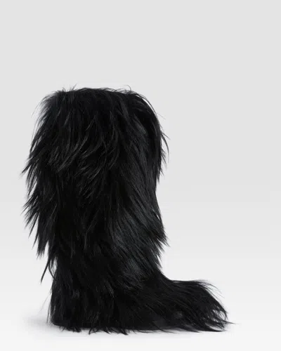 Paris Texas Furry Boot In Kidassia Fur In Black