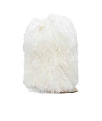 Paris Texas Furry Stiletto Midcalf Boots In White